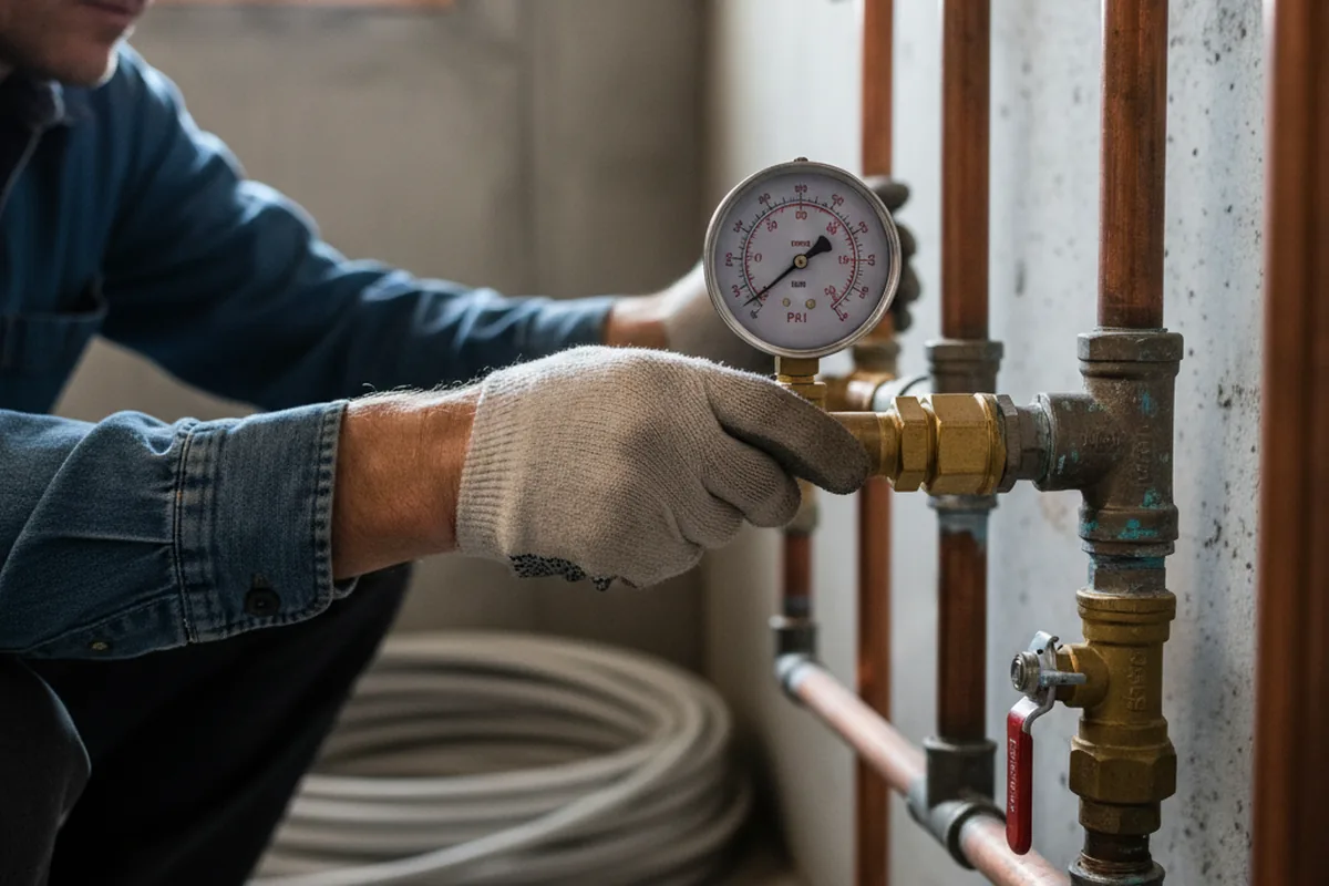 Pressure testing a repaired line during Water Line Repair in Palo Cedro